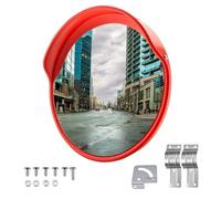 Wiltec Miroir Convexe Circulation 45 cm Champ de vision de 160°-160° Couvercle de protection Intempéries Reflets Sécurité routière O