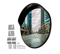 Wiltec Miroir routier 75 cm convexe avec capot de protection noir rond, avec champ de vision de 160°, pour sorties, matériel de mont