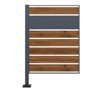 Wiltec Module d'extension de clôture pour poubelles en acier aspect bois et anthracite, clôture brise-vue pour cache-poubelles, extension de revêtement de poubelles