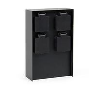 Wiltec Multiprise de jardin quadruple - 4 prises - 147 x 70 x 230 mm - Forme carrée - en Acier inox - Borne à utilisation extérieure IP44 Outdoor - Couleur noire