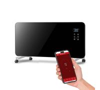 Wiltec Panneau chauffant Radiateur rayonnant électrique Verre trempé Noir 2000W Thermostat réglable Wi-Fi IP24 LED Minuterie 24h 7,4 kg Télécommande Montage mural Pose au sol IP24 Convecteur Chaleur