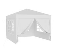 Wiltec Pavillon 3 x 3 m en blanc avec protection UV 50+, gazebo de jardin avec côtés amovibles, tente de réception avec fenêtres pour terrasse et festival, par exemple