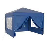 Wiltec Pavillon 3 x 3 m en bleu avec protection UV 50+, gazebo de jardin avec côtés amovibles, tente de réception avec fenêtres pour terrasses et festivals, par exemple