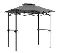 Wiltec Pavillon de barbecue Pavillon BBQ – 2,45 x 1,52 m – couleur grise – avec Extracteur de fumée et 2 Étagères – Tente Tonnelle de jardin Fête Camping Réception