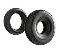 Wiltec Pneu 11x4.00-4 et Chambre à air - Valve droite - 294 x 294 x 80 mm - 4 PR - capacité de charge 130 kg - pour Tondeuse à gazon Tracteur à pelouse Brouette Chariot Diable