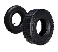 Wiltec Pneu 16x6.50-8 et Chambre à air - Valve coudée - 420 x 420 x 130 mm - 4 PR - capacité de charge 300 kg - pour Tondeuse à gazon Tracteur à pelouse Brouette Chariot Diable