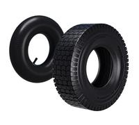 Wiltec Pneu 16x6.50-8 et Chambre à air - Valve droite - 420 x 420 x 130 mm - 4 PR - capacité de charge 300 kg - pour Tondeuse à gazon Tracteur à pelouse Brouette Chariot Diable