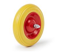 Wiltec Pneu de brouette 3.50-8 - Roue et Pneumatique en PU - Jusqu’à 130 kg - avec Jante en acier et axe - Bandage pour Diable, Char