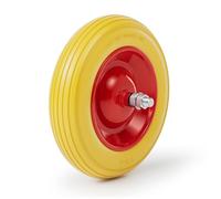 Wiltec Pneu de brouette 3.50-8 - Roue et Pneumatique en PU - Jusqu’à 130 kg - avec Jante en acier et axe - Bandage pour Diable, Chariot, Charrette
