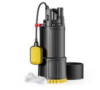 Wiltec Pompe à eau immergée 1000 W - 5500 l/h - Refoulement max. 30 m, profondeur max. 7 m - avec Interrupteur à flotteur, Thermorég