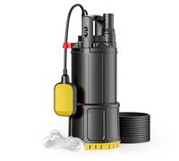 Wiltec Pompe à eau immergée 1200 W - 6000 l/h - Refoulement max. 40 m, profondeur max. 7 m - avec Interrupteur à flotteur, Thermorégulateur - Pompe submersible Eau propre
