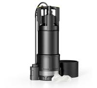 Wiltec Pompe à eau immergée 1200 W - 6000 l/h - Refoulement max. 40 m, profondeur max. 7 m - Détecteur anti-marche à sec, Interrupteur à flotteur, Thermorégulateur - Pompe submersible