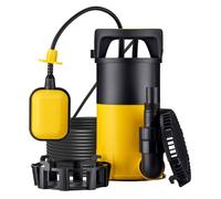 Wiltec Pompe à eau immergée 3 en 1 à aspiration plate 1100 W - Jusqu’à 1 mm - 18000 l/h - Refoulement max. 9,5 m, profondeur max. 7