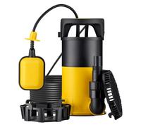 Wiltec Pompe à eau immergée 3 en 1 à aspiration plate 850 W - Jusqu’à 1 mm - 15000 l/h - Refoulement max. 8,5 m, profondeur max. 7 m - Interrupteur à flotteur, Thermorégulateur - Pompe submersible