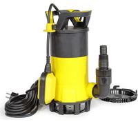 Wiltec Pompe à eau immergée 3 en 1 à aspiration plate 850 W – Jusqu’à 1 mm – 15000 l/h – Refoulement max. 8,5 m, profondeur max. 7 m – Interrupteur à flotteur, Thermorégulateur – Pompe submersible