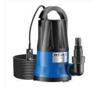 Wiltec Pompe à eau immergée à aspiration plate 400 W - Jusqu’à 1 mm - 6000 l/h - Refoulement max. 7 m, profondeur max. 7 m - Capteur de niveau d’eau - Pompe submersible Eau propre