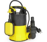 Wiltec Pompe à eau immergée à aspiration plate 400 W – Jusqu’à 1 mm – 8000 l/h – Refoulement max. 5 m, profondeur max. 7 m – Interrupteur à flotteur, Thermorégulateur – Pompe submersible Eau propre