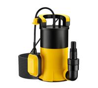 Wiltec Pompe à eau immergée à aspiration plate 850 W - Jusqu’à 1 mm - 15000 l/h - Refoulement max. 8,5 m, profondeur max. 7 m - Interrupteur à flotteur, Thermorégulateur - Pompe submersible Eau propre