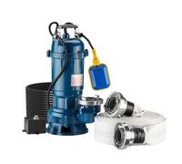 Wiltec Pompe eaux usées 550 W 16.200 l/h avec tuyau 20 m | Pour piscine, cave et étang, hauteur de refoulement jusqu'à 9 m, corps en fonte