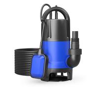 Wiltec Pompe électrique pour eaux sales - Submersible - 1100 W / 15000 l/h - Refoulement max. 10 m - avec Flotteur - Particules jusq