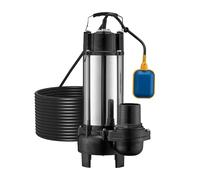 Wiltec Pompe électrique pour eaux sales - Submersible - 2200 W / 31200 l/h - Refoulement max. 10 m - avec Flotteur et Broyeur de végétaux - pour Arrosage Irrigation Jardinage Relevage Puisard Drainage