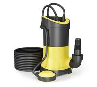 Wiltec Pompe électrique pour eaux sales - Submersible - 250 W / 5000 l/h - Refoulement max. 6 m - avec Flotteur - Particules jusqu’à