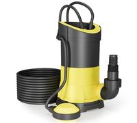 Wiltec Pompe électrique pour eaux sales - Submersible - 250 W / 5000 l/h - Refoulement max. 6 m - avec Flotteur - Particules jusqu’à Ø 5 mm - Arrosage Irrigation Jardinage Relevage Puisard Drainage