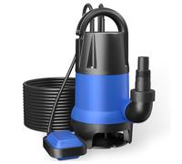 Wiltec Pompe électrique pour eaux sales - Submersible - 400 W / 7500 l/h - Refoulement max. 5 m - avec Flotteur - Particules jusqu’à Ø 35 mm - Arrosage Irrigation Jardinage Évacuation Drainage