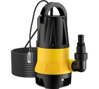 Wiltec Pompe immergée avec capteur de niveau d’eau – 550 W, 12500 l/h – Refoulement max. 7 m, profondeur max. 7 m – Thermorégulateur – Pompe submersible Eau sale