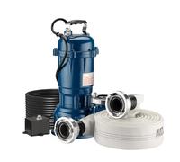 Wiltec Pompe pour Eaux usées Bleue 1500W Pompe submersible 1 bar Débit 22800 l/h avec Tuyau 20m Câble 10m Hauteur de refoulement 10 m Évacuation Drainage Chantier
