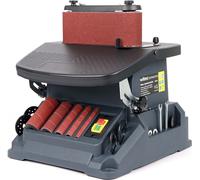 Wiltec Ponceuse oscillante 2 en 1 Bande et Cylindre 500W inclinable 45° Course 16mm 5x Manchons 2000 tr/min Ponçage à bande Meulage Surface Polisseuse Outillage Atelier électroportatif Chanfrein