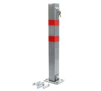 WilTec Poteau de stationnement Carré Rabattable - 170 x 110 x 700 mm - Couleur signalisation - en Acier - avec 3 Clés - Barrière de Parking, Borne de sécurité