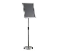 Wiltec Présentoir sur pied A3 – Hauteur réglable 88-138 cm – en Aluminium et acier inox – Support Stop client pour Documents, Brochures, Affiches