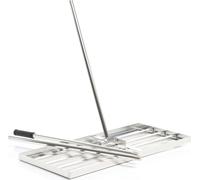 Wiltec Raclette de gazon taille L – 750 x 350 x 2000 mm – en Acier inox – avec Manche 2 m – Grattoir de jardin Râteau niveleur pour Sabler et Niveler