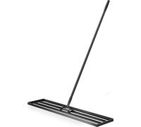 Wiltec Râteau de nivellement 1219 x 254 x 2050 mm Noir 4,5 kg Acier fin Raclette de gazon Niveleur avec manche 2 m Extensible Racloir Polyvalent Jardin Aménagement extérieur Golf