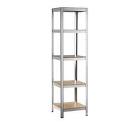 WilTec Rayonnage pour Charges Lourdes galvanisé 45 x 45 x 180 cm Charge maximale 200 kg/Tablette, rayonnage à emboîter en Acier, étagère avec 5 tablettes