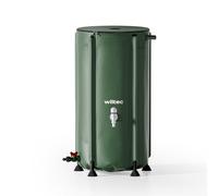 Wiltec Récupérateur eau de pluie pliable 100 litres, citerne souple en PVC avec fermeture éclair, robinet et couvercle, réservoir ir