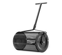 Wiltec Rouleau Épandeur Compost 1100 x 640 x 400 mm Noir Acier Revêtu par poudre 75L Poignée en T Rouleau en treillis Mousse Terreau