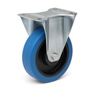 Wiltec Roulette fixe - Ø 160 mm - Capacité de charge 300 kg - Roue en plastique bleu avec Plaque de montage - Dispositif de transport, usage sans traces
