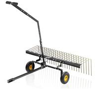 Wiltec Scarificateur Autoporté Noir 60" Largeur de travail 148 cm 3 Points Fixation Rotation à 360 degrés Démousseur Tracteur Tondeuse Quad Peigne Déchaumeuse Gazon Aération Sol