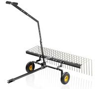 Wiltec Scarificateur Autoporté Noir 60" Largeur de travail 148 cm 3 Points Fixation Rotation à 360 degrés Démousseur Tracteur Tondeuse Quad Peigne Déchaumeuse Gazon Aération Sol