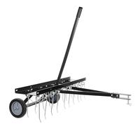 WilTec Scarificateur Trainé pour Tracteur Tondeuse Largeur de Travail 100cm Roues en Caoutchouc 7