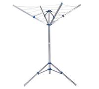 Wiltec Séchoir parapluie à linge 1070 x 1070 x 1550 mm, Étendoir rotatif extérieur avec 16 m de corde et 4 Bras, en Aluminium, pour
