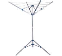 Wiltec Séchoir parapluie à linge 1070 x 1070 x 1550 mm, Étendoir rotatif extérieur avec 16 m de corde et 4 Bras, en Aluminium, pour Camping, Étendage maison