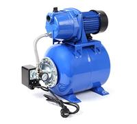 Wiltec Station d'eau domestique avec Pressostat, Manomètre & Réservoir - 435 x 265 x 465 mm - 600 W / 2800 l/h - Refoulement 32 m - avec Poignée de transport & Câble - Arrosage Jardinage Irigation