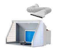 WilTec Système d'aspiration Airbrush - 9 m³/Min - avec Éclairage LED et Ventilation - contrôle par Boutons rotatifs - Cabine à Double Ventilateur réglable