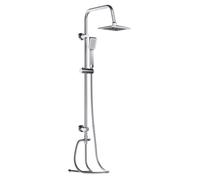 Wiltec Système Douche Effet pluie Pommeau de douche Carré Robinetterie Douchette incluse Acier inoxydable Colonne Accessoire de douche réglage Confort Équipement Salle de bains