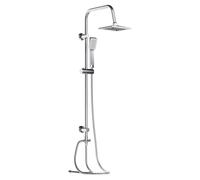 Wiltec Système Douche Effet pluie Pommeau de douche Carré Robinetterie Douchette incluse Acier inoxydable Colonne Accessoire de douche réglage Confort Équipement Salle de bains