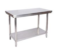 WilTec Table de Travail - 1000 x 600 x 850 mm - en Acier Inoxydable - avec Pieds Ajustables et Plaque en MDF - Établi INOX Table INOX