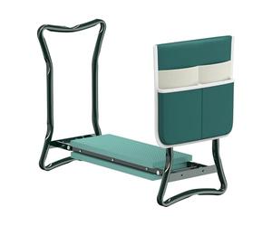 WilTec Tabouret de Jardinier 2 en 1 - 600 x 280 x 490 mm - Capacité 150 kg - en Fer et EVA - Agenouilloir de Jardinage Pliable avec Poche, Assise rembourrée, Siège Jardinier
